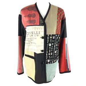 Max & Mabel Women Quilted Patchwork Artsy Button Jacket Size 0 (S/M) Oprah Music